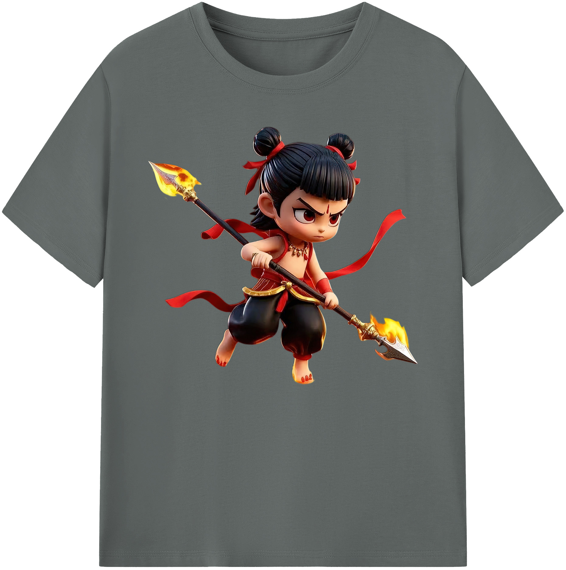 （画像用） Ne Zha 2 ナタ 魔童の大暴れ 綿100％ メンズ半袖Tシャツ｜肌触りやわらか＆通気性